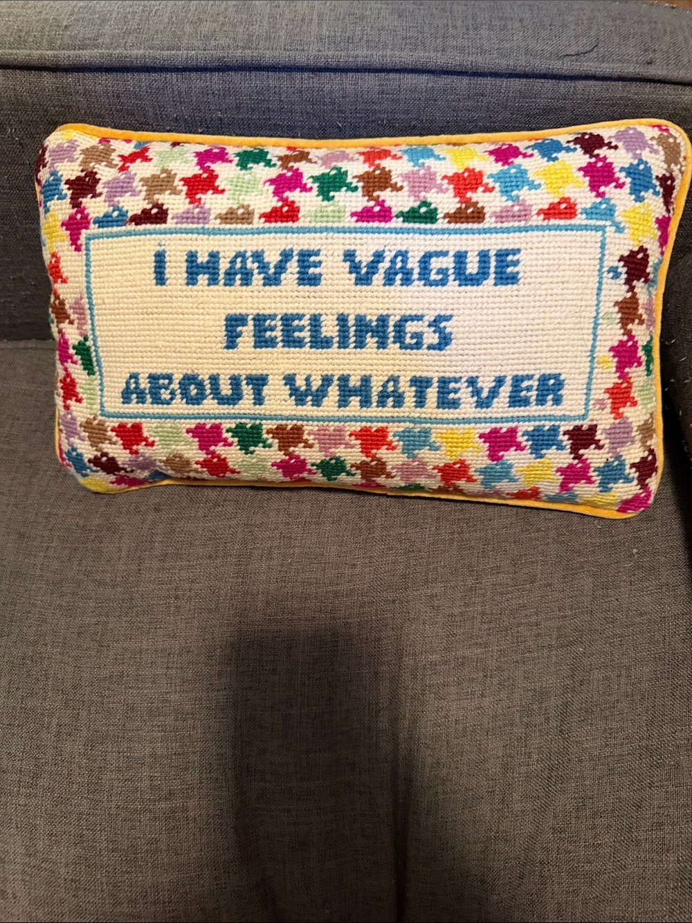 Furbish Studio ‘I Have Vague Feelings About Whatever’ Needlepoint Pillow